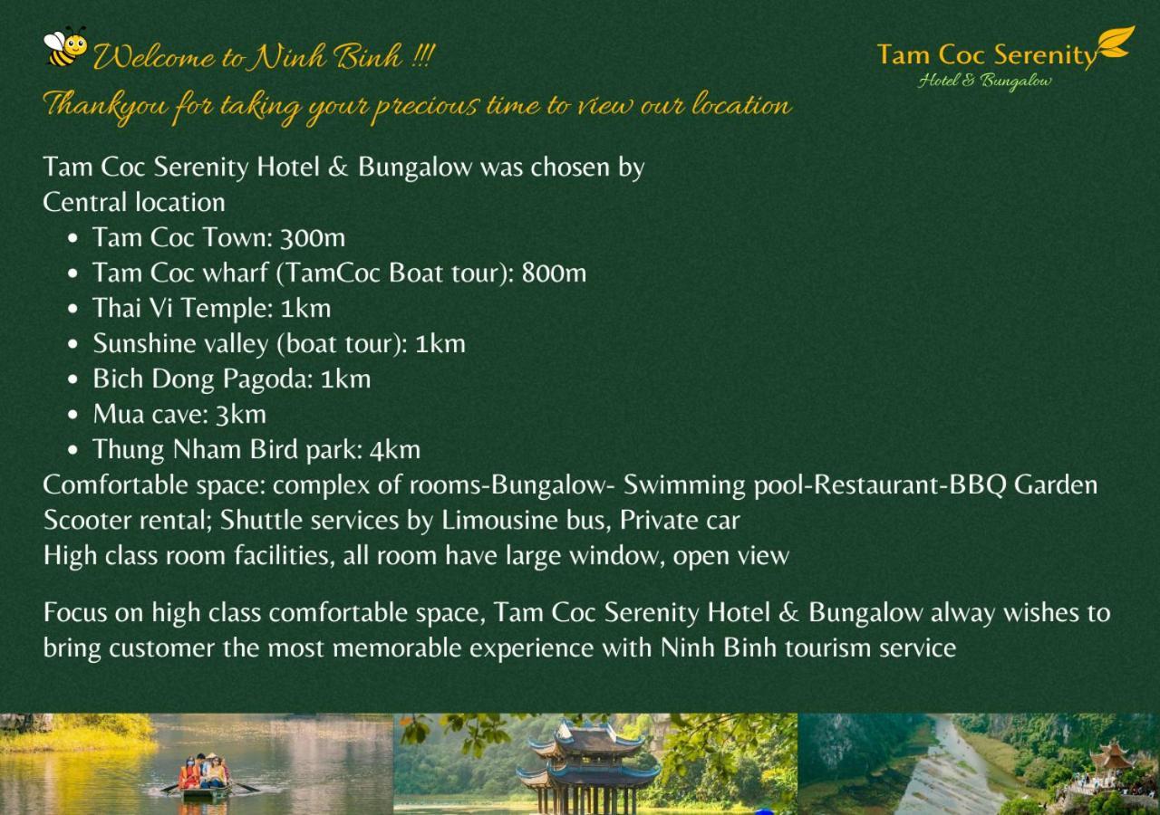 Tam Coc Serenity Hotel & Bungalow Ninh Binh Eksteriør bilde
